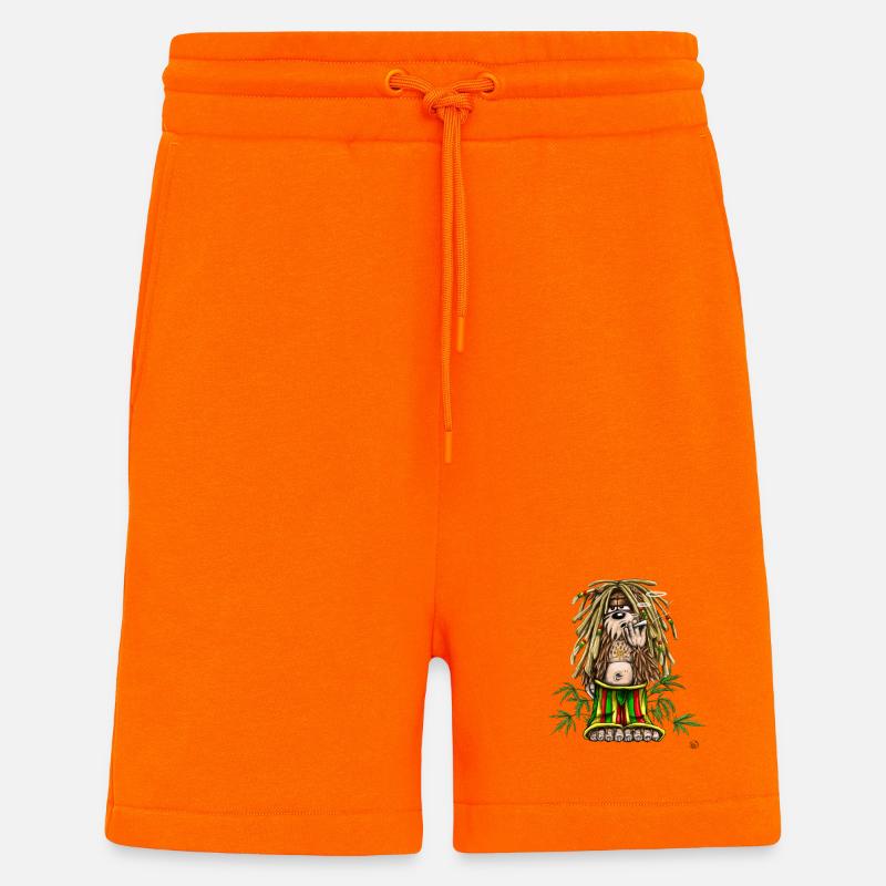 Rastafari Dread Bear Illustration - Shorts - made by SPREAD - SUNSET ORANGE