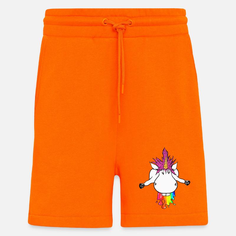 Regenbogen Einhorn Farbklecks Regenbogenkotze - Shorts - made by SPREAD - SUNSET ORANGE