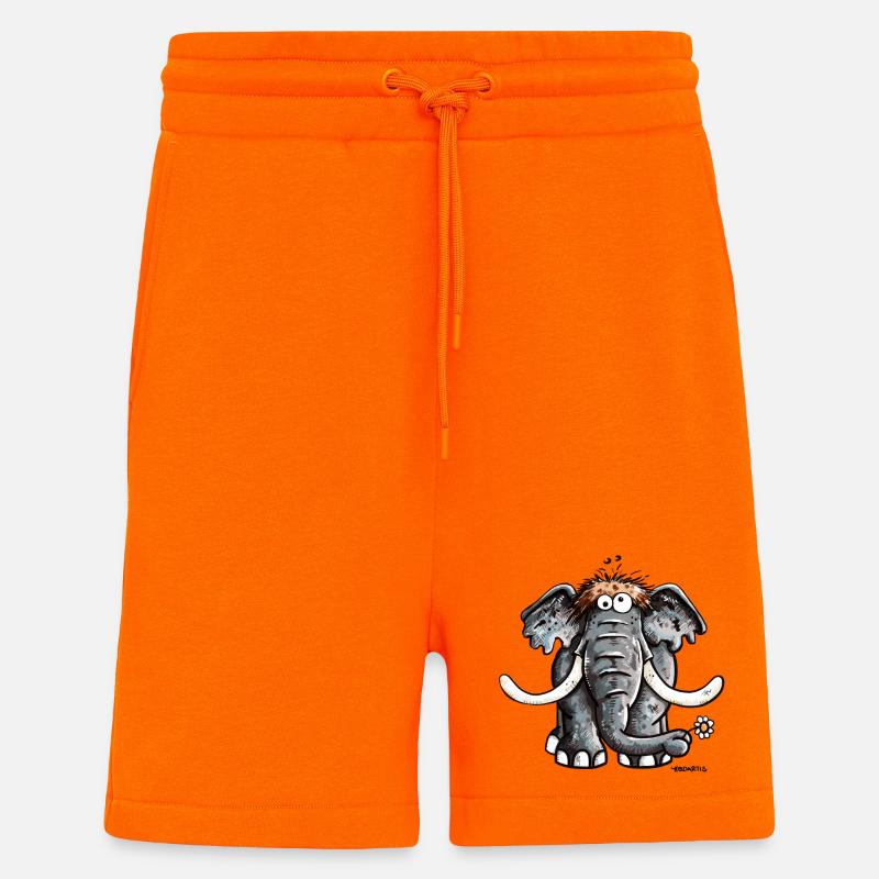 Éléphant avec fleur - Short bio décontracté fabriqué en UE - SUNSET ORANGE