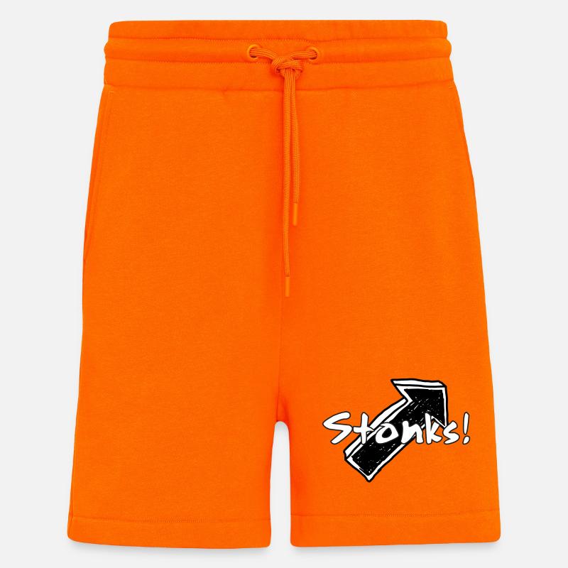 Stonks ! Graphismes de mots graffitis - Short bio décontracté fabriqué en UE - SUNSET ORANGE