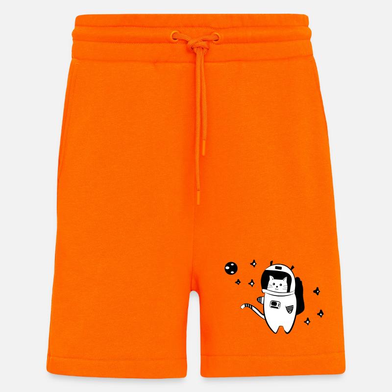 Chat cool dans l'espace - Short bio décontracté fabriqué en UE - SUNSET ORANGE
