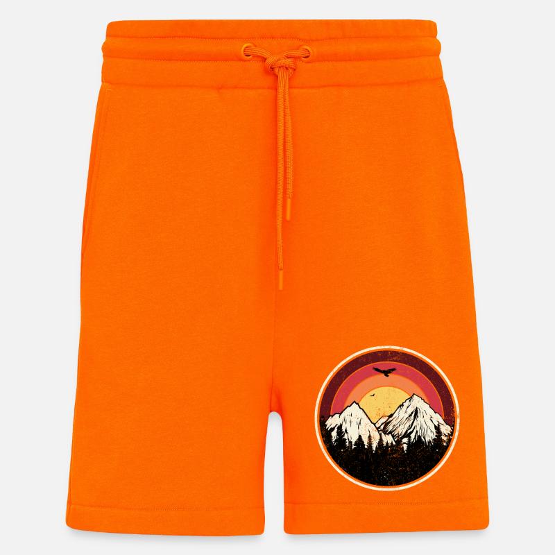 Sunset Peaks Mountain Round Illustration - Shorts - made by SPREAD - SUNSET ORANGE