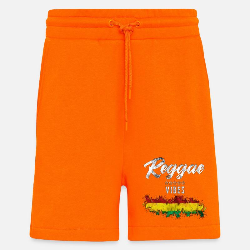 Reggae Vibes Noir Imprimé Cascade - Short bio décontracté fabriqué en UE - SUNSET ORANGE