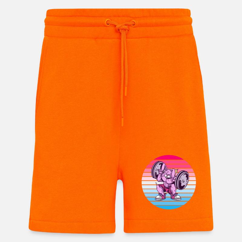 Rabbit Bodybuilder Design - Shorts - made by SPREAD - SUNSET ORANGE