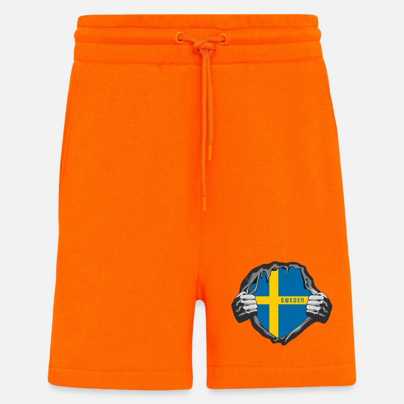 Drapeaux de la Suède - Short bio décontracté fabriqué en UE - SUNSET ORANGE