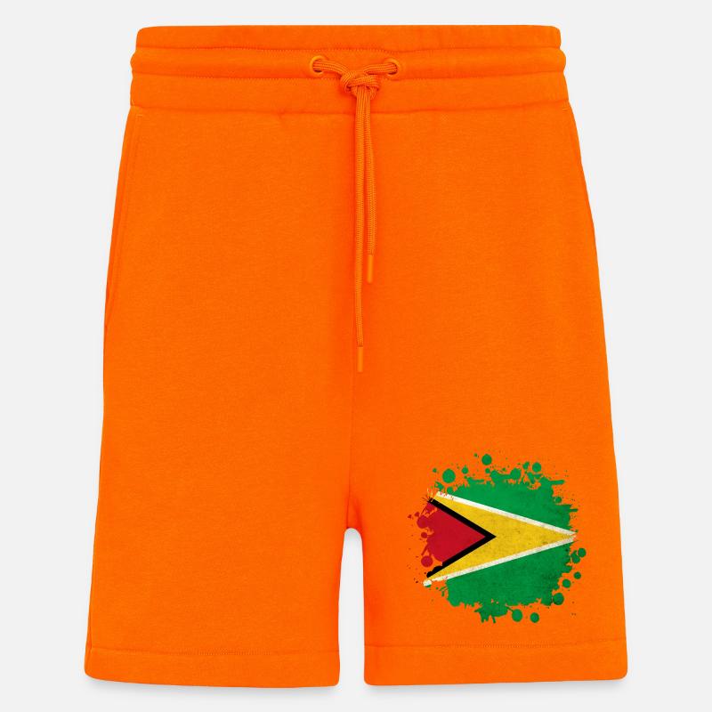 Guyana Flagge Klecks - Shorts - made by SPREAD - SUNSET ORANGE
