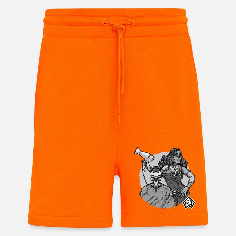 Coiffeur, Coiffeur, Coiffeur, Coiffeur, Crâne - Short bio décontracté fabriqué en UE - SUNSET ORANGE