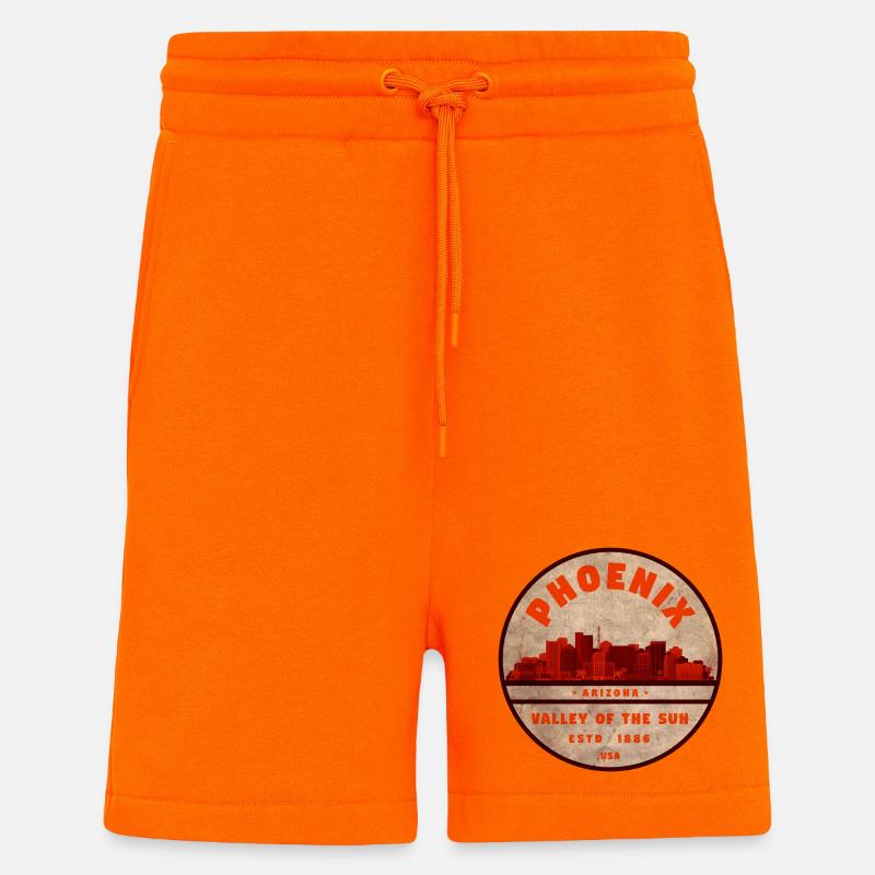 Phoenix Skyline Retro Abzeichen - Shorts - made by SPREAD - SUNSET ORANGE