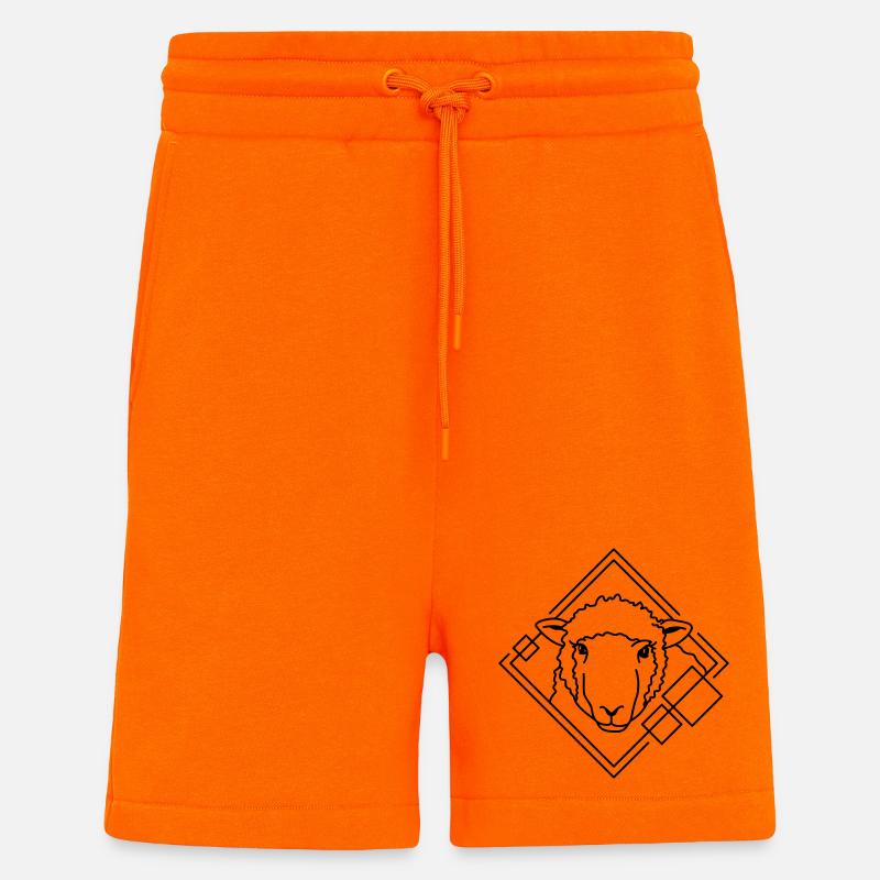 Schaf in geometrischer Form - Line-Art-Design - Shorts - made by SPREAD - SUNSET ORANGE
