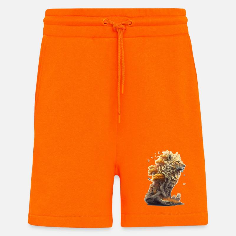 Löwe mit Savannen Elementen, Löwendesign - Shorts - made by SPREAD - SUNSET ORANGE