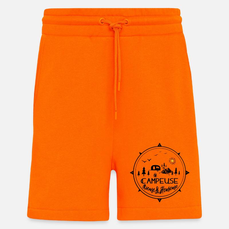 campeuse rieuse heureuse - Short bio décontracté fabriqué en UE - SUNSET ORANGE