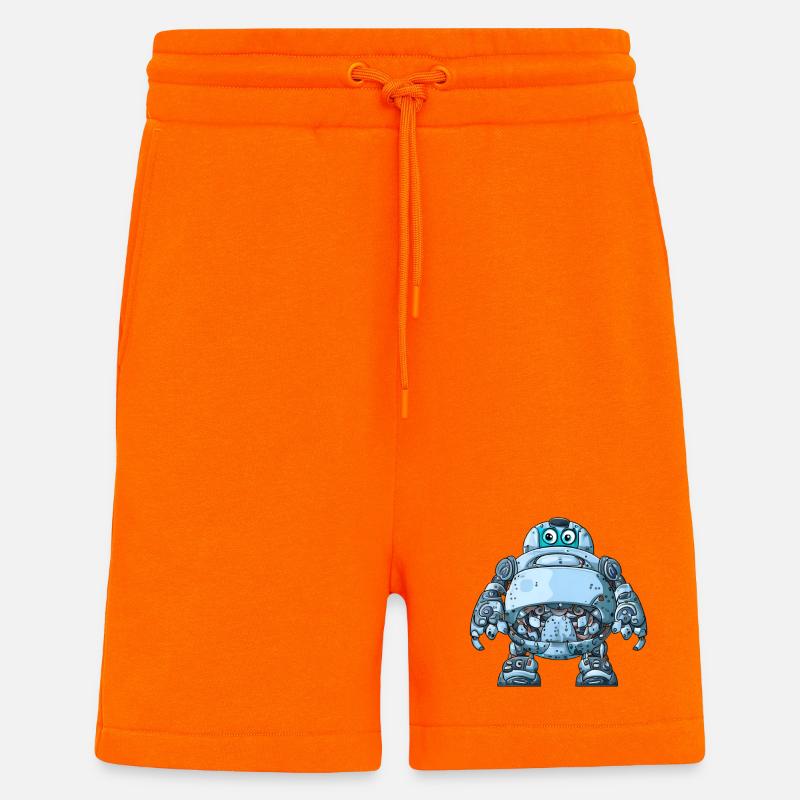 Blauer Cartoon-Roboter mit Helm - Shorts - made by SPREAD - SUNSET ORANGE