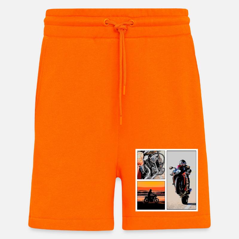 Le plaisir de la moto - Short bio décontracté fabriqué en UE - SUNSET ORANGE