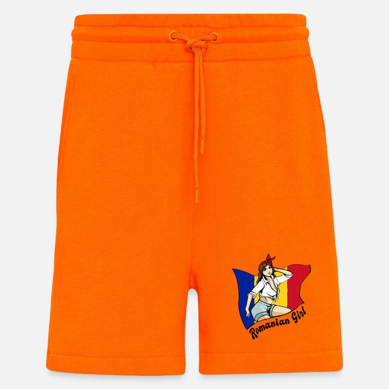 Rumänisches Mädchen Flaggen Design - Shorts - made by SPREAD - SUNSET ORANGE