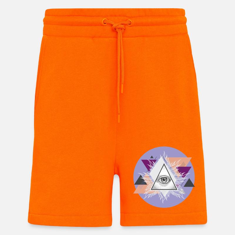 Geometric Triangular Eye with Auras - Shorts - made by SPREAD - SUNSET ORANGE