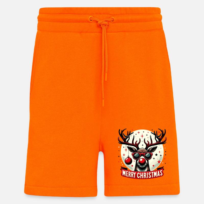 Renne Noël Fun - Pull Original - Short bio décontracté fabriqué en UE - SUNSET ORANGE