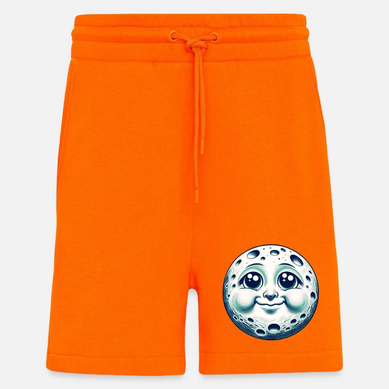 Drôle de lune avec visage - Short bio décontracté fabriqué en UE - SUNSET ORANGE