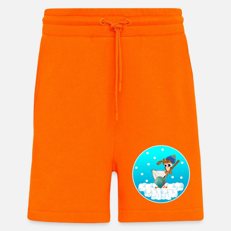 WINTER CHICKEN COOP CHICKENS SNOWFALL - Shorts - made by SPREAD - SUNSET ORANGE