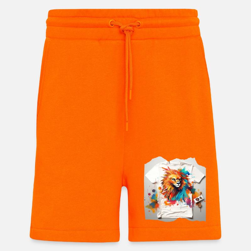 Bemalter Löwe - Shorts - made by SPREAD - SUNSET ORANGE