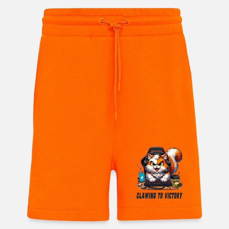 Design de jeu pour chats - Short bio décontracté fabriqué en UE - SUNSET ORANGE