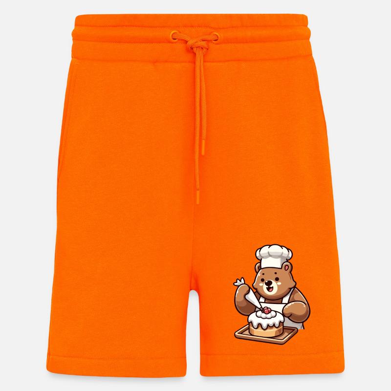 Baker Bear : Le charmeur de gâteaux - Short bio décontracté fabriqué en UE - SUNSET ORANGE