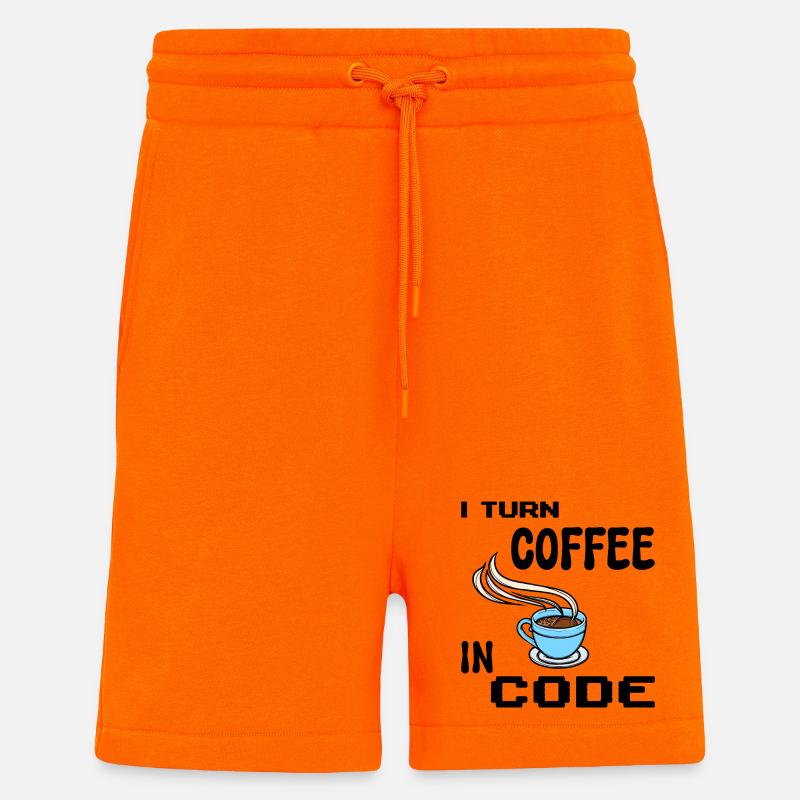 Programmeur de code Scripting Statement Développeur - Short bio décontracté fabriqué en UE - SUNSET ORANGE