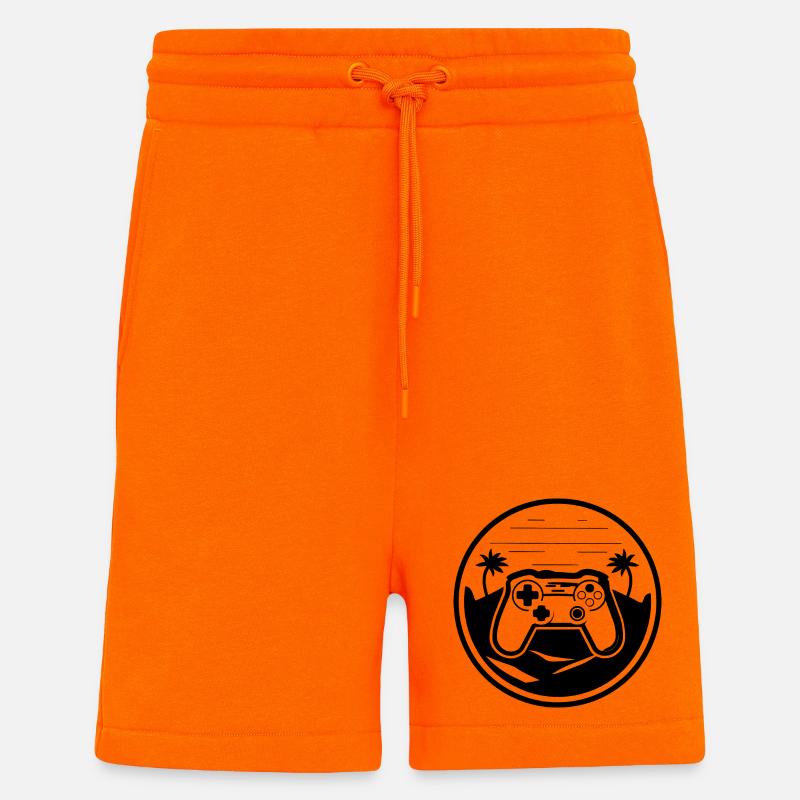 Graphismes de la manette de jeu - Short bio décontracté fabriqué en UE - SUNSET ORANGE