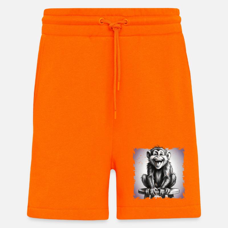 Affe lachend sitzt auf Hocker - Shorts - made by SPREAD - SUNSET ORANGE