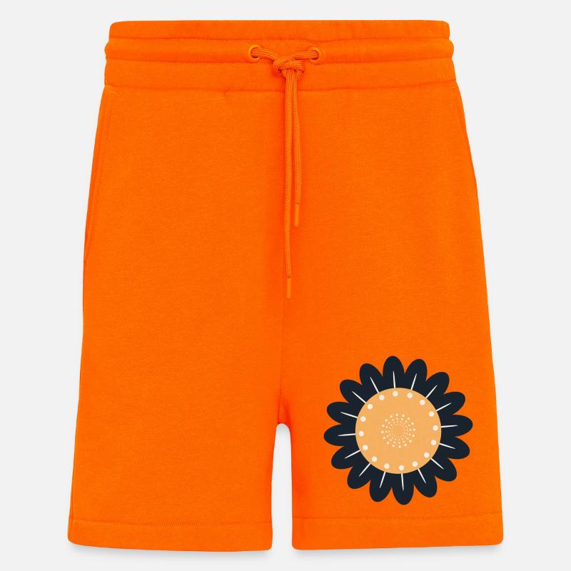 Schwarze & orangefarbene Blume - Shorts - made by SPREAD - SUNSET ORANGE