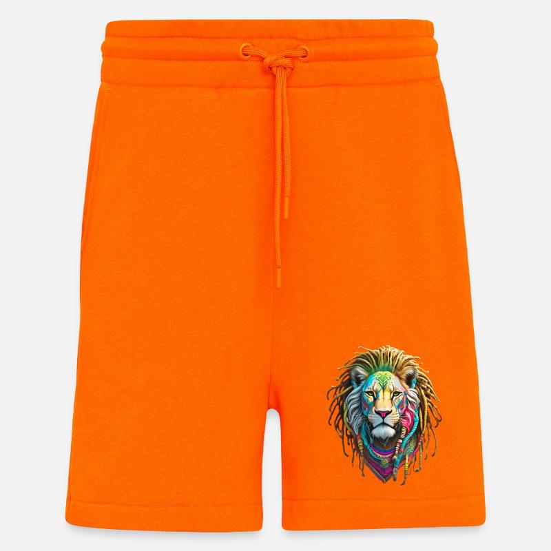 Bunte Afro Löwen und kunstvolle Dreadlocks - Shorts - made by SPREAD - SUNSET ORANGE