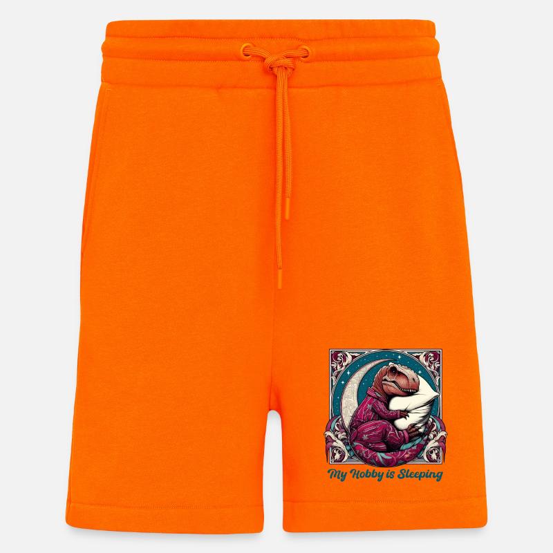 T-Rex Sleeping Hobby Cadeau - Short bio décontracté fabriqué en UE - SUNSET ORANGE