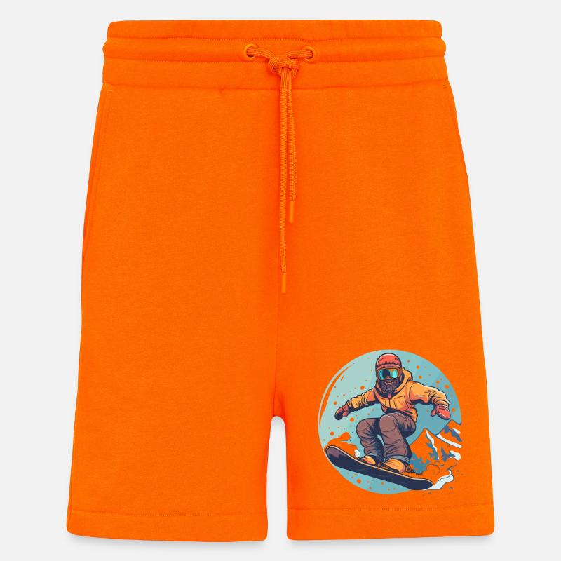Graphismes de snowboard - Short bio décontracté fabriqué en UE - SUNSET ORANGE