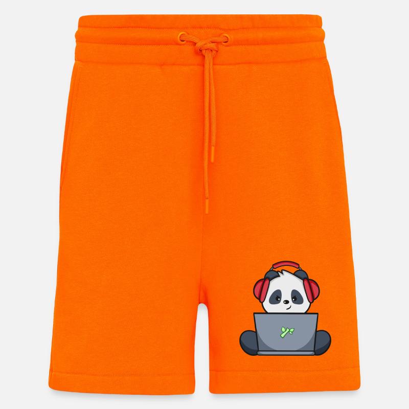 Gaming Panda mit gelbem Headset - Shorts - made by SPREAD - SUNSET ORANGE