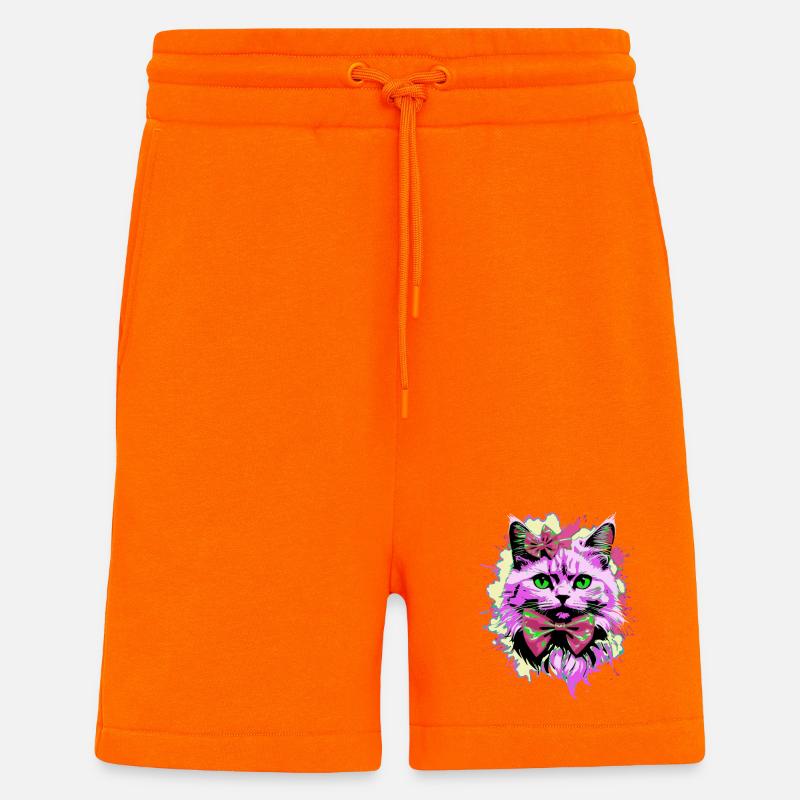 Neonkatze mit Fliege - Shorts - made by SPREAD - SUNSET ORANGE