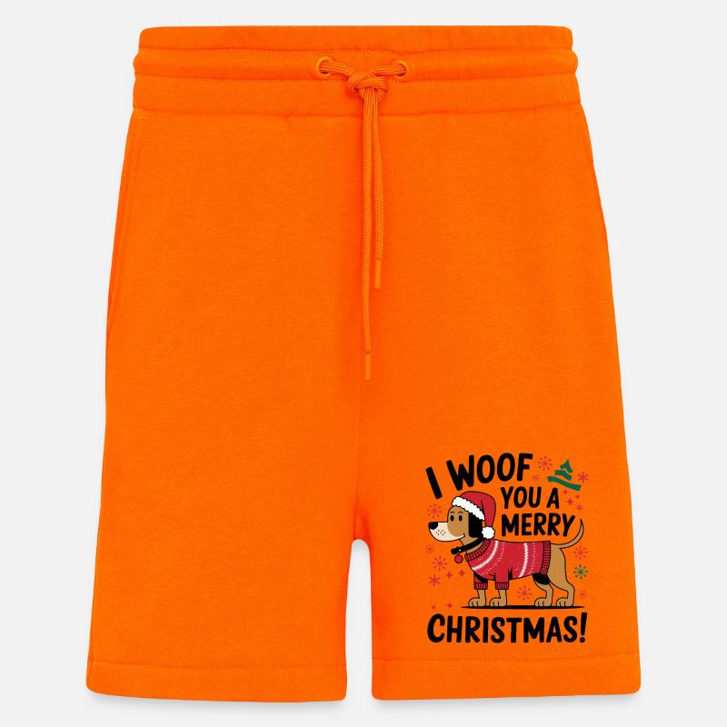 Festlicher Hund im Weihnachtspullover - Shorts - made by SPREAD - SUNSET ORANGE