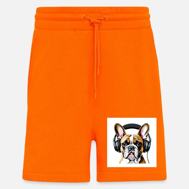 Neuartiges Hundemotiv mit Kopfhörern - Shorts - made by SPREAD - SUNSET ORANGE