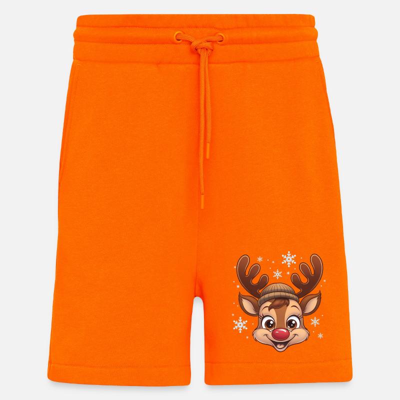 Cute Reindeer Boy with Woolen Hat - Shorts - made by SPREAD - SUNSET ORANGE