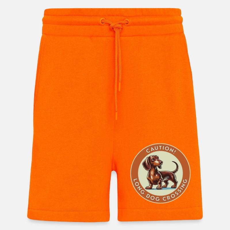 Prudence! Longue traversée pour chiens - Short bio décontracté fabriqué en UE - SUNSET ORANGE