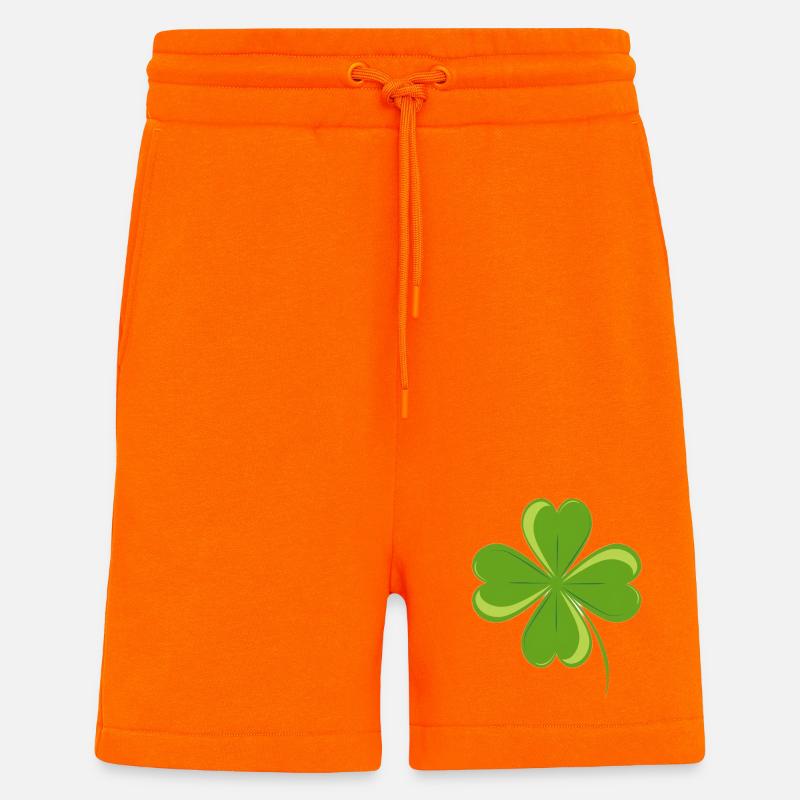 Trèfle à 4 feuilles. - Short bio décontracté fabriqué en UE - SUNSET ORANGE