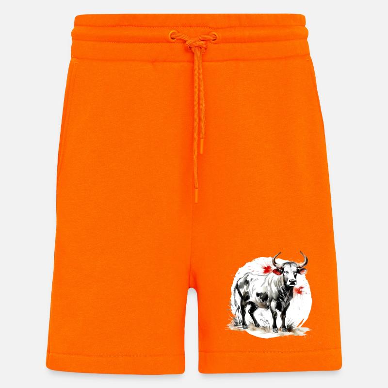 signe du zodiaque chinois Buffle - Short bio décontracté fabriqué en UE - SUNSET ORANGE