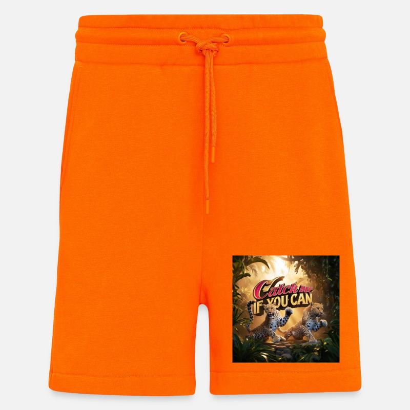 Attrape-moi si tu peux, Léopard - Short bio décontracté fabriqué en UE - SUNSET ORANGE