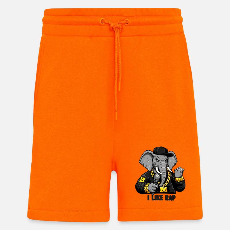 Éléphant Rappeur : Style Rap et Attitude ! - Short bio décontracté fabriqué en UE - SUNSET ORANGE
