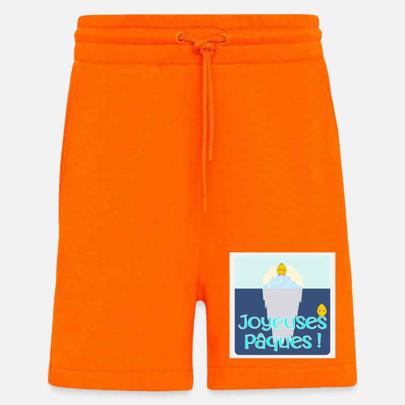 POULES POULETS - Joyeuses Pâques - Short bio décontracté fabriqué en UE - SUNSET ORANGE