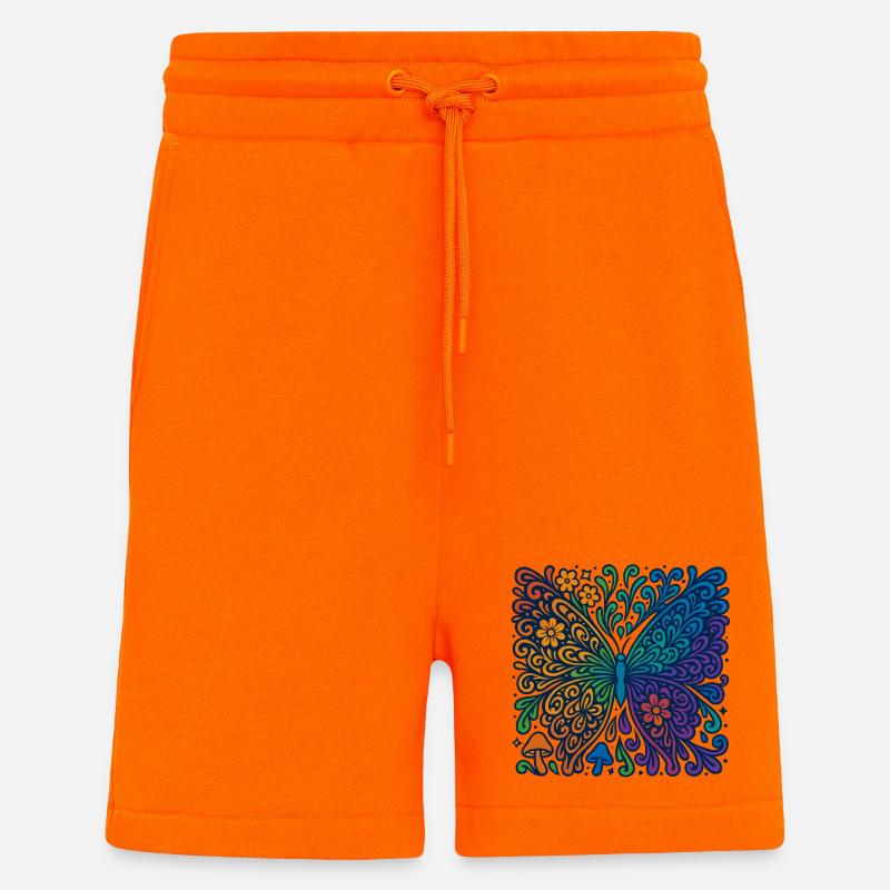 Psychedelischer Regenbogen-Schmetterling - Shorts - made by SPREAD - SUNSET ORANGE