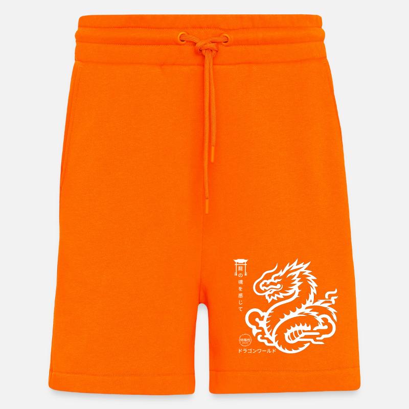 Japanese Dragon with Japanese Script - Shorts - made by SPREAD - SUNSET ORANGE