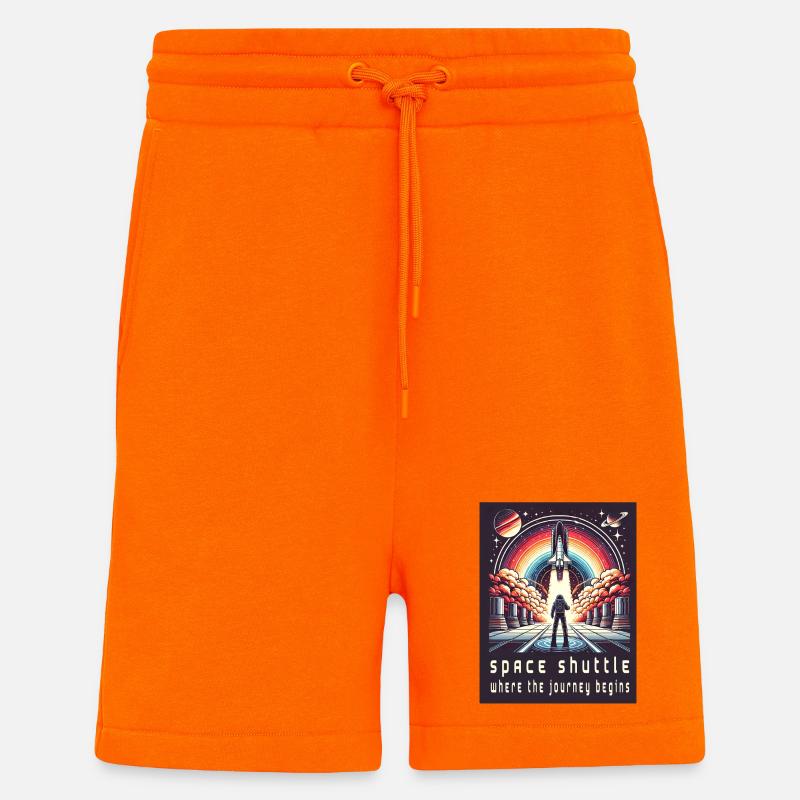 Navette spatiale - Le voyage commence - Short bio décontracté fabriqué en UE - SUNSET ORANGE