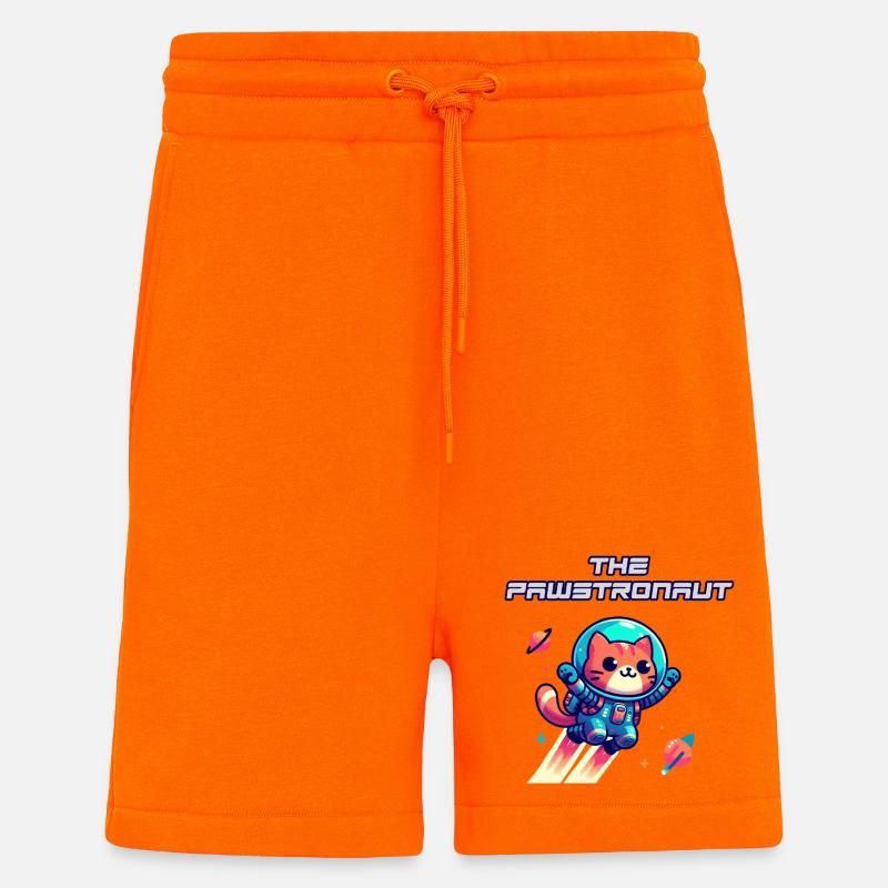 L’astronaute Cat dans l’espace - Short bio décontracté fabriqué en UE - SUNSET ORANGE
