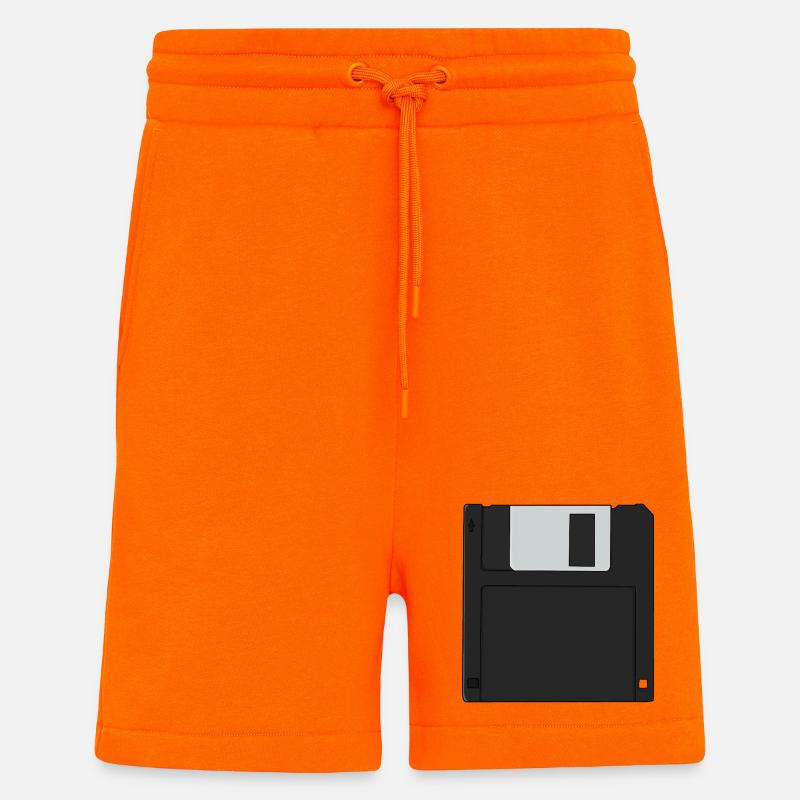 Nostalgic 3½ inch Diskette Retro Floppy Disk - Shorts - made by SPREAD - SUNSET ORANGE