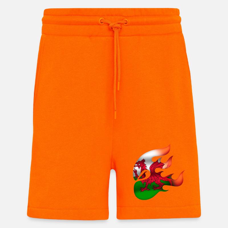 Flagge von Wales - Walisisch - Ninja - Shorts - made by SPREAD - SUNSET ORANGE