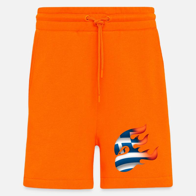 Drapeau de la Grèce - Grèce - Ninja - Short bio décontracté fabriqué en UE - SUNSET ORANGE
